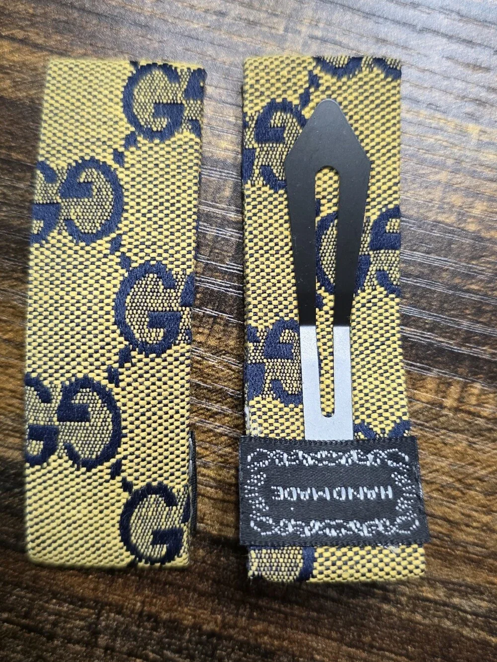 GG Collection Yellow and Navy Pattern Hair Clip Set